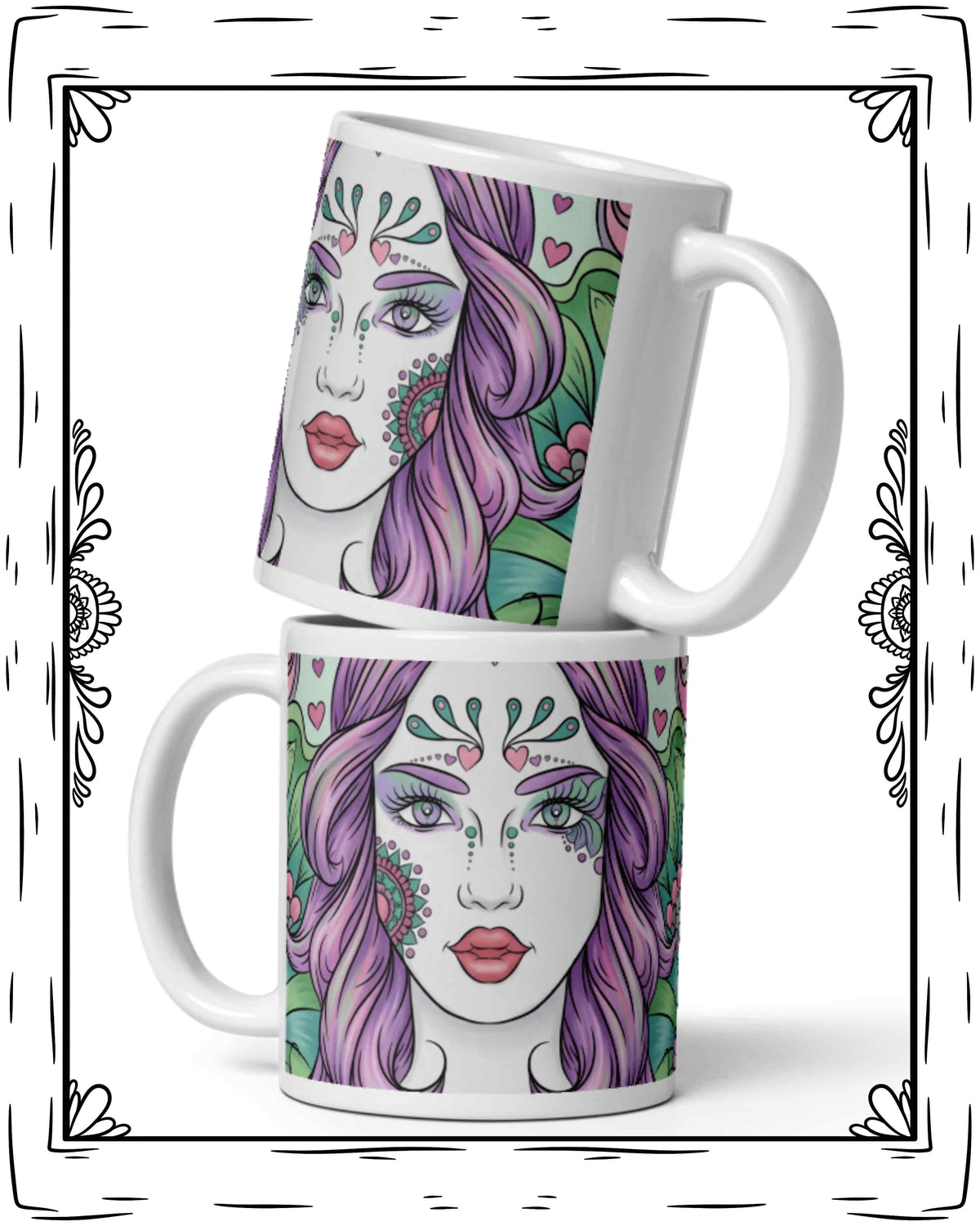 Flowing Woman White glossy mug