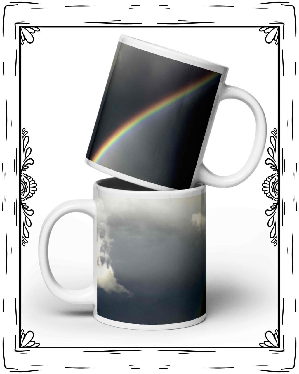 Stormy Rainbow White glossy mug