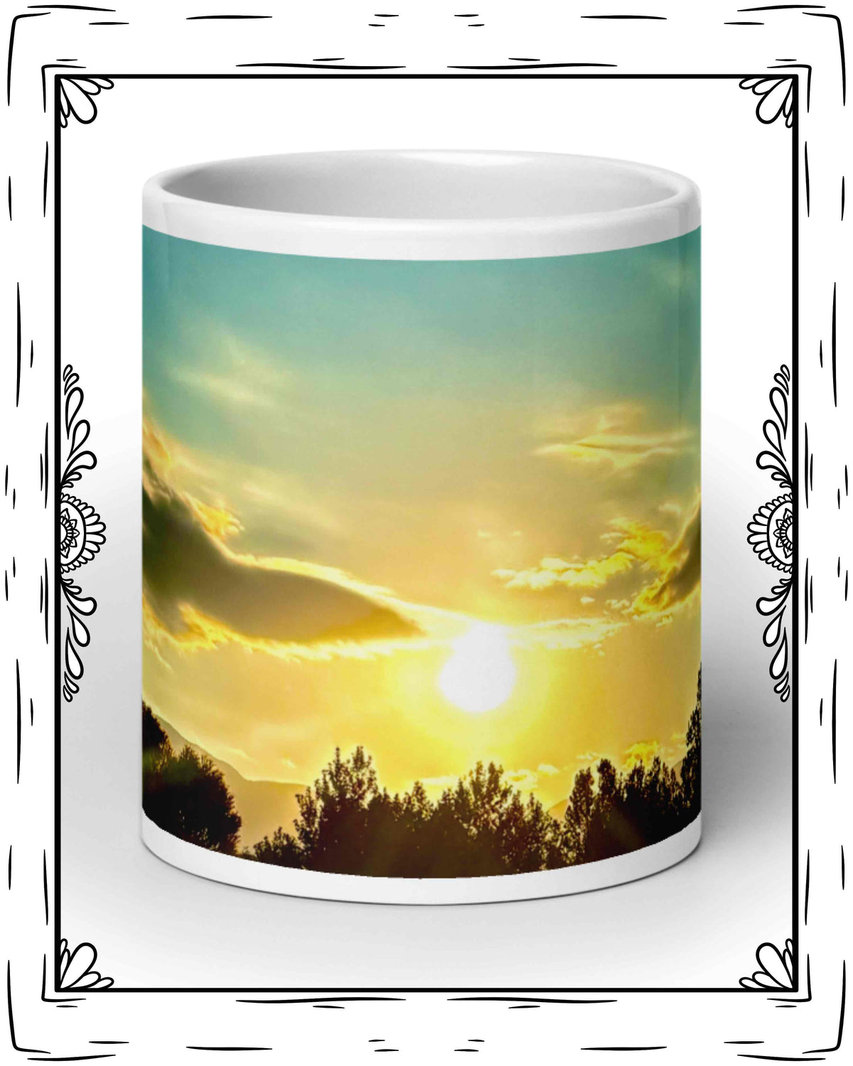Sunrise Hot Air Balloon White glossy mug