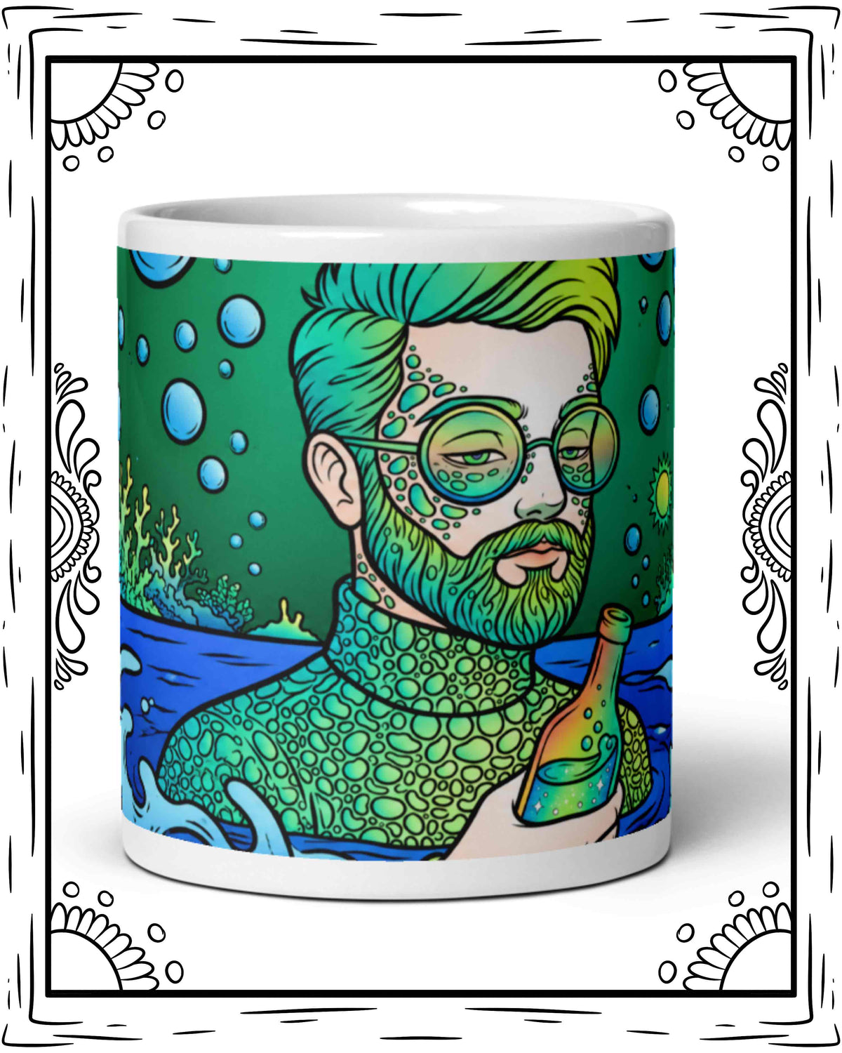 Hippie Man White glossy mug