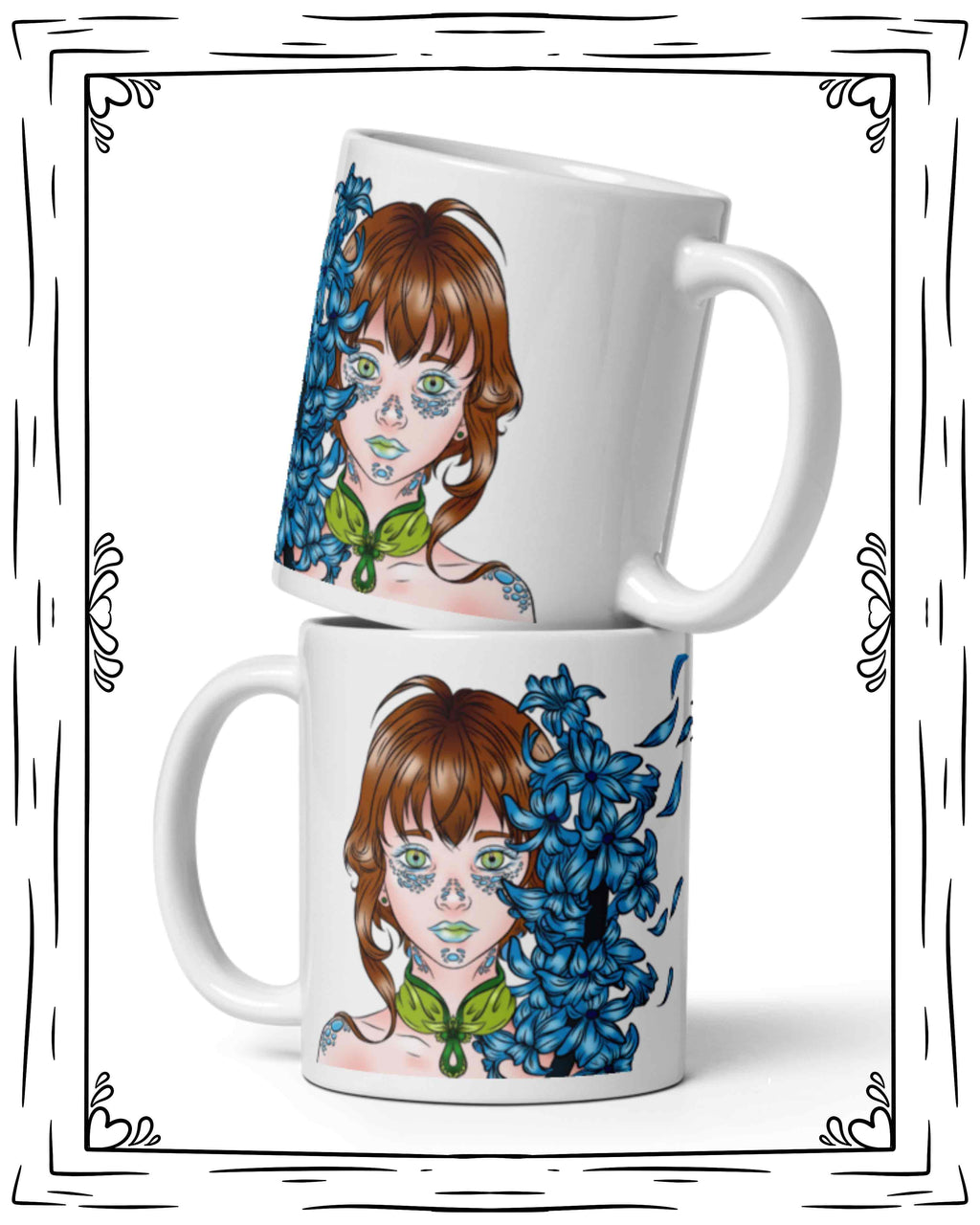 Blue Girl in the wind glossy mug
