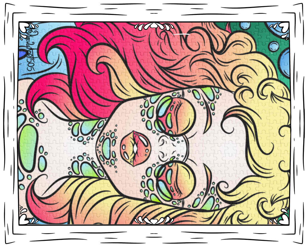 Colorful Girl Jigsaw puzzle with tin