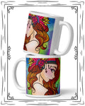 Hippie Girl White glossy mug