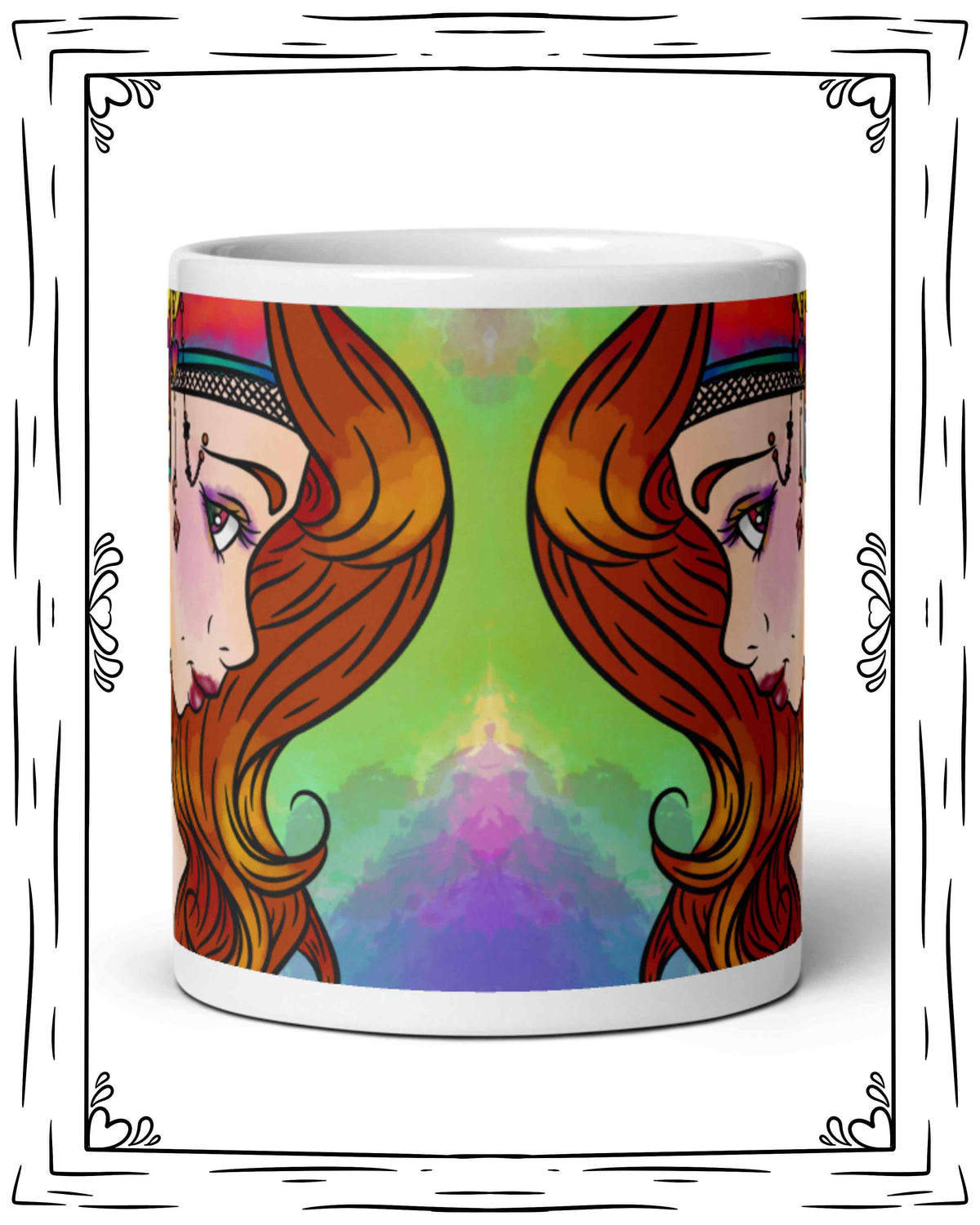 Hippie Girl White glossy mug